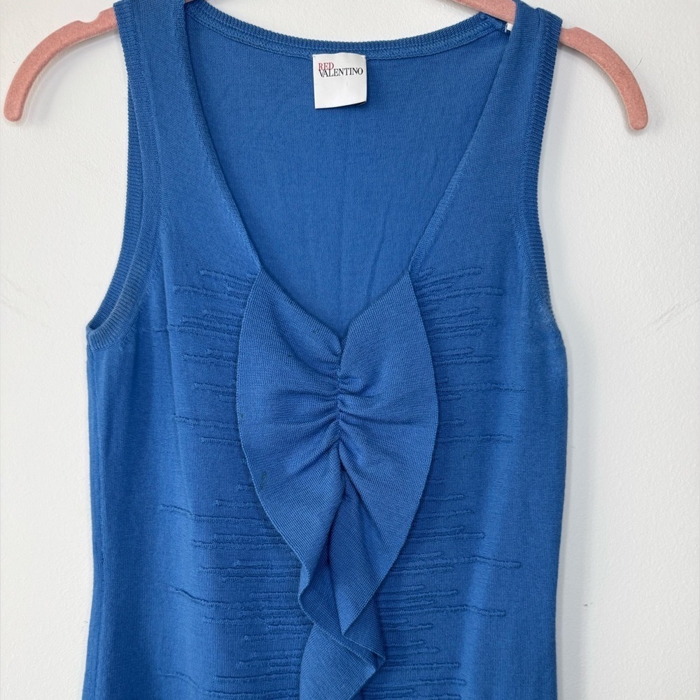RED Valentino Blue Ruffled Tank Top - Picture 6 of 13